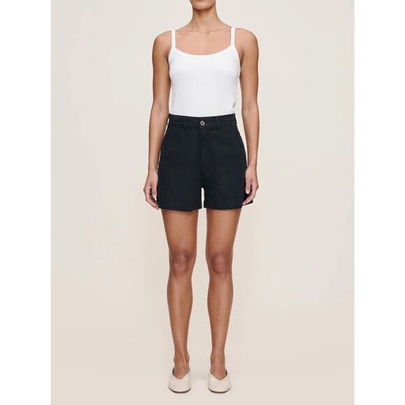 NWT DL1961 25 Taylor Short Ultra High Rise 3" Black Linen - Picture 1 of 12